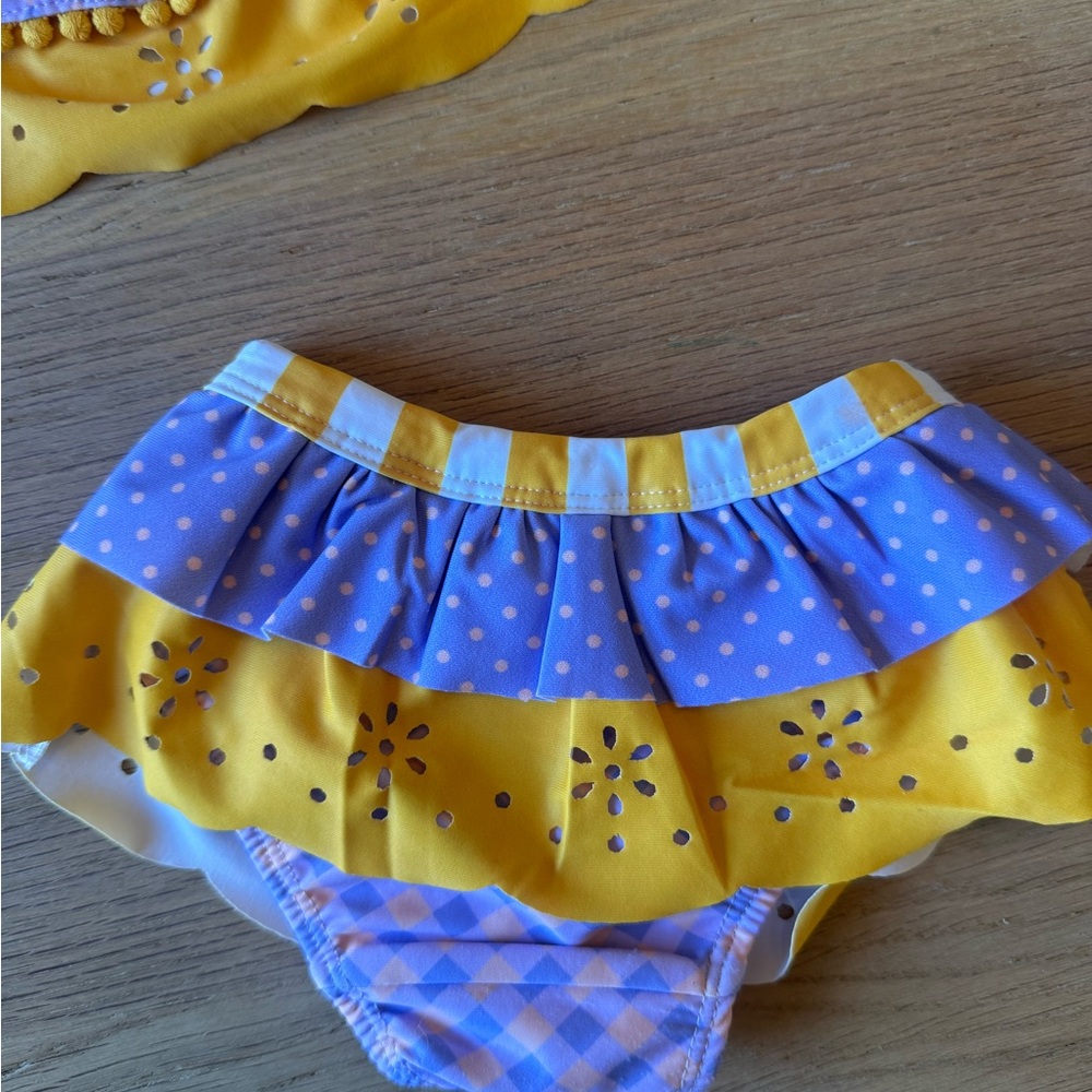 Matilda Jane Yellow, Peach & Lavender Floral Ruffle Two-Piece Toddler Swim Set - Picture 4 of 5